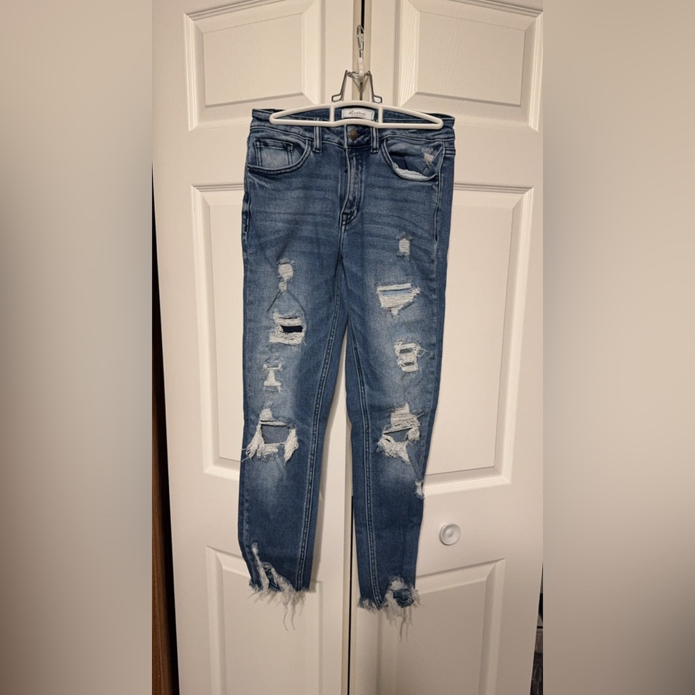 KanCan Distressed Ankle Jeans - Blue